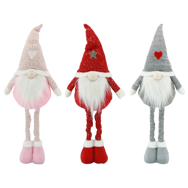 

Thanksgiving Christmas Dwarf Decoration Stretchable Legs Faceless for Doll Gnomes Plush Elf Toy Gift for Kids Xmas Tree