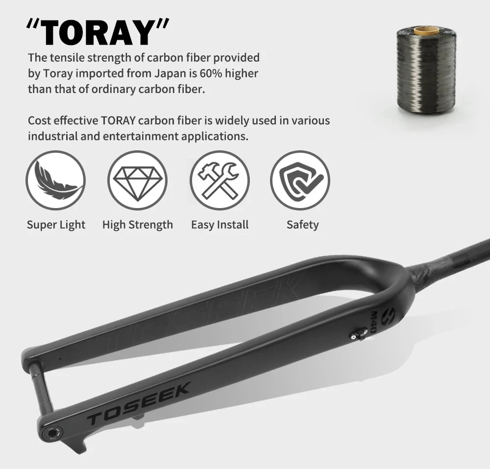 TOSEEK T800 Carbonfaser-Fahrradgabel Mountainbike-Gabel 27,5 Zoll 29 Zoll Boost-Gabel Steckachse 15*110mm Konische Gabel 1-1/8"-1-1/2" – Detail 4