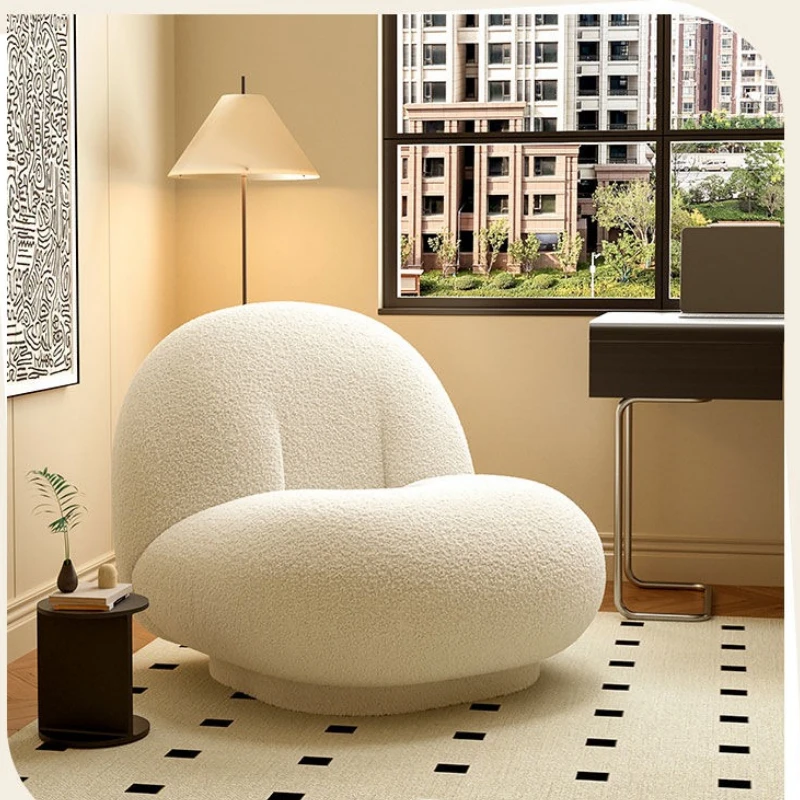 Popular Lamb Wool Sherpa Chair Minimalist Home Cozy Cloud Sofa Lounge Chair Cream Fluffy Lazy Sofa Bedroom Living Room Airbnb