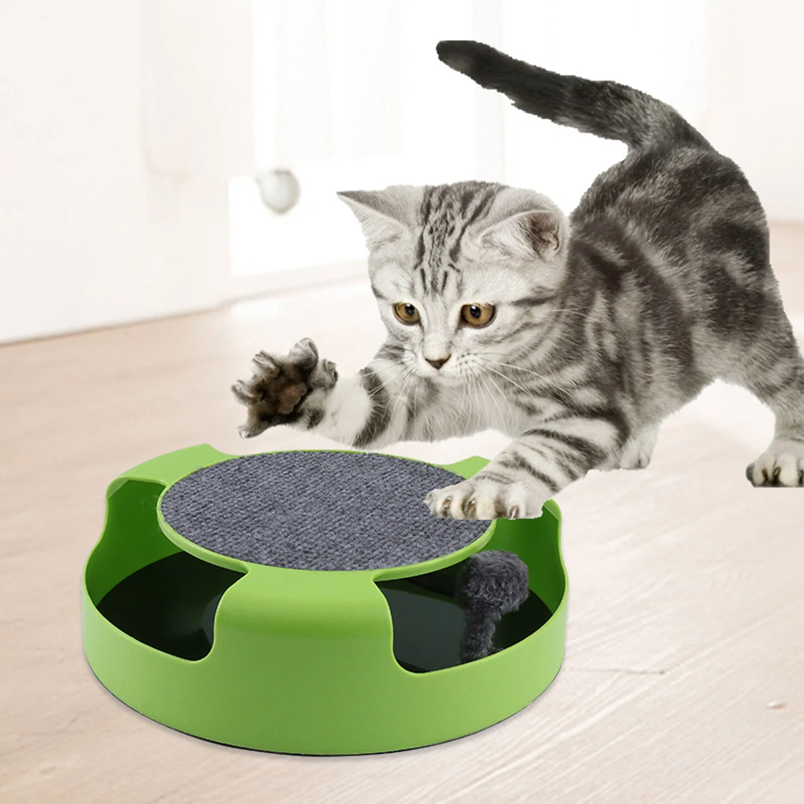 

Cat Catch Mouse Motion Toy Interactive Fun Puzzle Rotating Cat Mouse Chase Toys With Scratching Pad For Cats Kittens