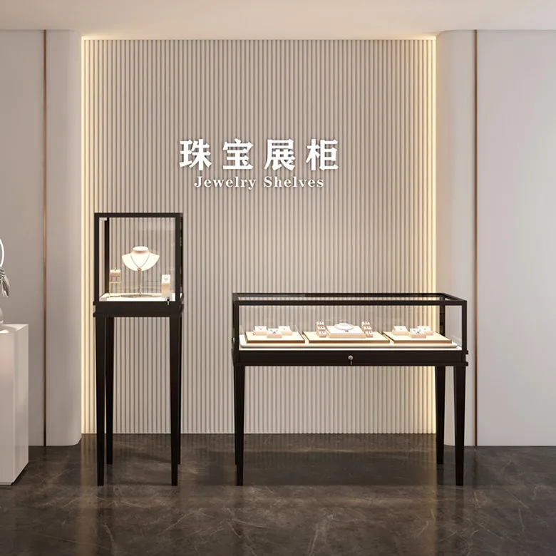 

Jewelry display cabinet Transparent glass cabinet Watches jade display Luxury counters stainless steel custom