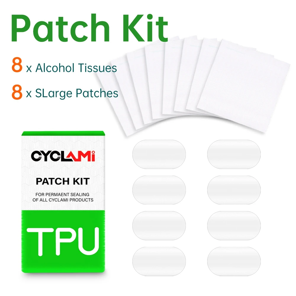 CYCLAMI TPU Bike Tube Repair Kit 8-Piece Glue-Free Patch Tool Set Road MTB Folding Bicycle