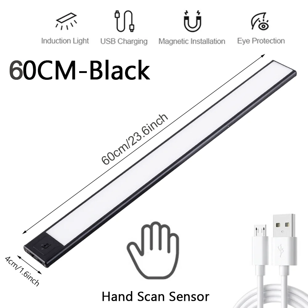 20/40/60CM LED Night Light USB Hand Sweep Sensor Ultra Thin Rechargeable Closet Wardrobe Lamps Under Cabinet light Night Lights childrens night lights Night Lights