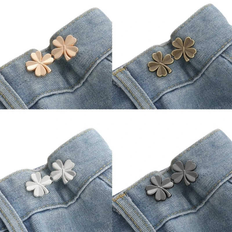 

1Pair Jeans Fitness Pins Brooch for Women Girls Pants Waist Clip Waist Tighten Buckle Shamrock Waist Decorative Clasp Dropship