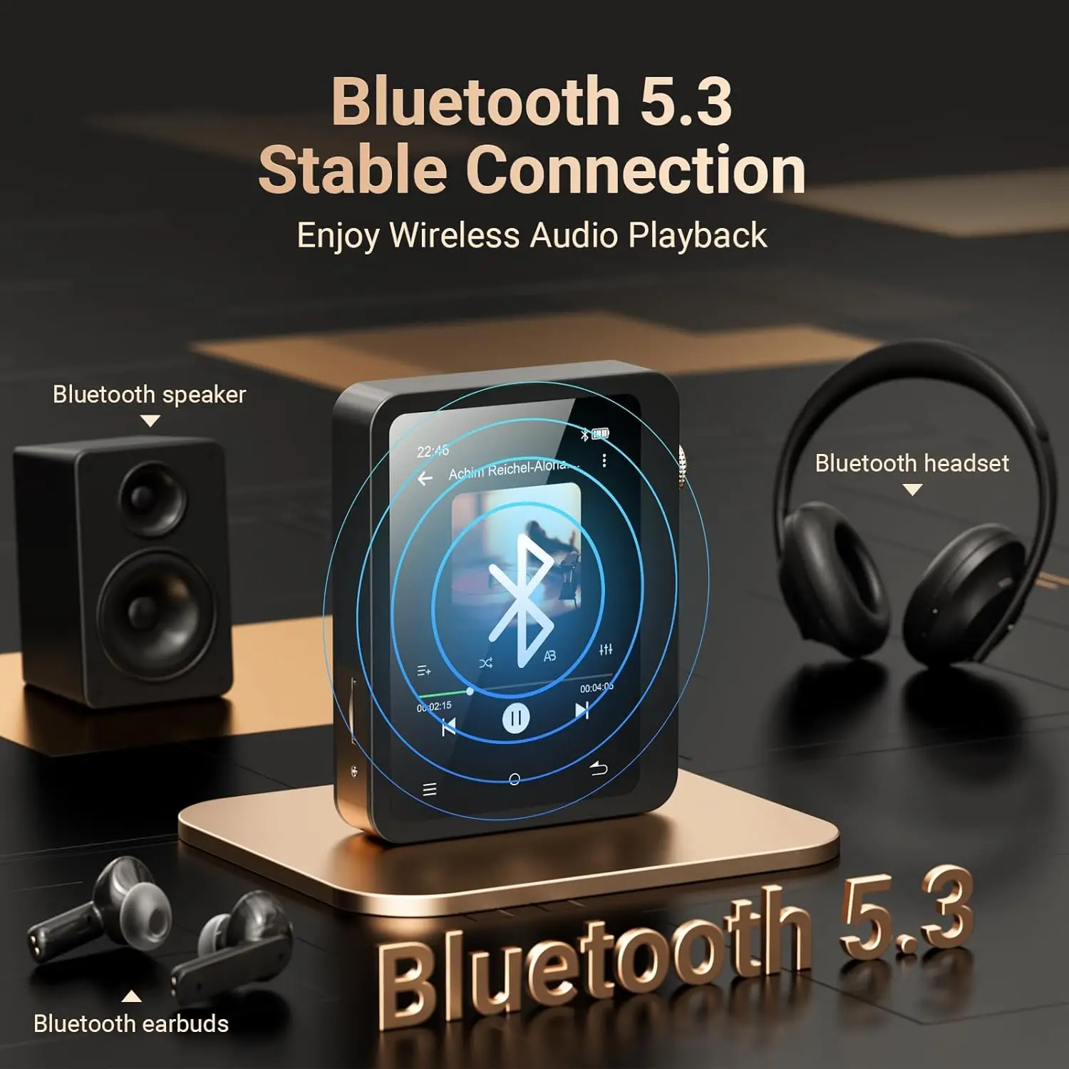 Portable HiFi MP3 Player with Bluetooth and 128GB Storage