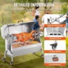 Grill with Hooded Cover Roaster, 46 Inch 198Lbs Capacity, BBQ Outdoor Pig Lamb Rotisserie Roaster, Electric 52W Motor Stainless 6