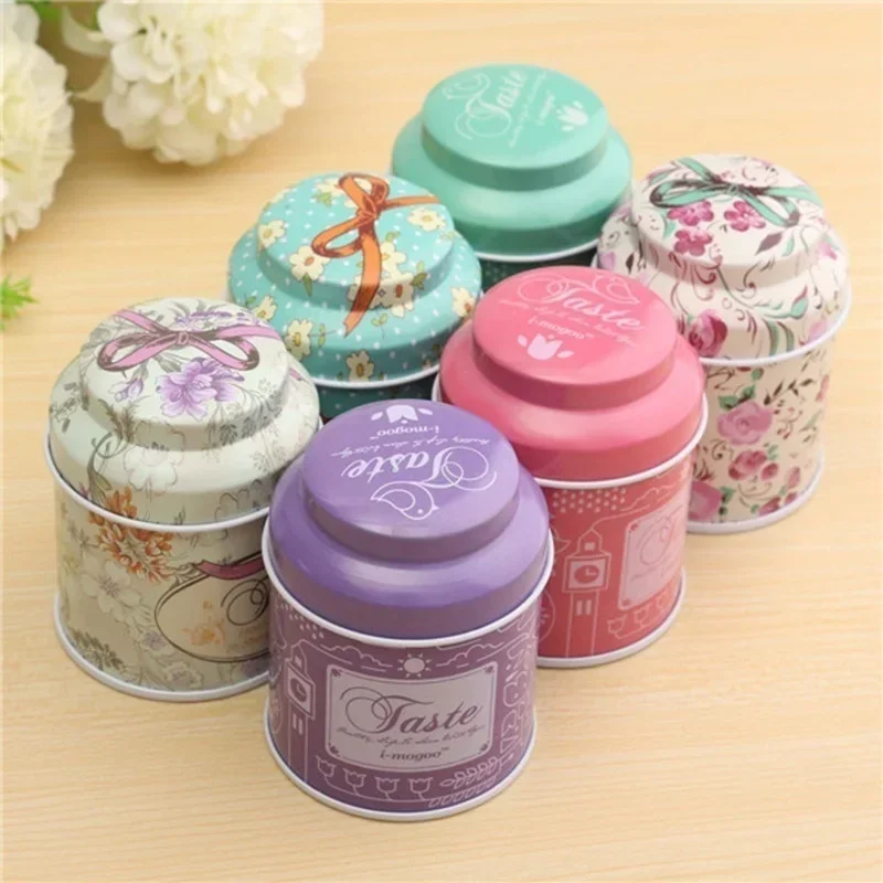 Tea Tin Box Vintage Palace Iron Storage Can Candy Cosmetics Storage Box Metal Can Tea Coffee Sugar Jars Gift Organizer