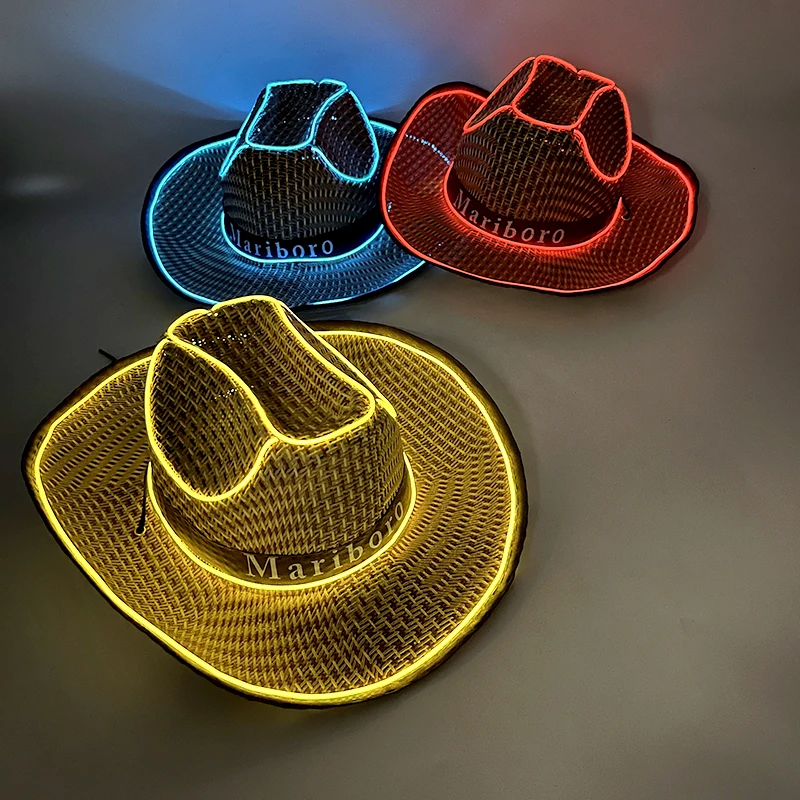 しお　ハットのみ Luminous Fedora Hat Gentleman Performance Jazz Cap LED Glow