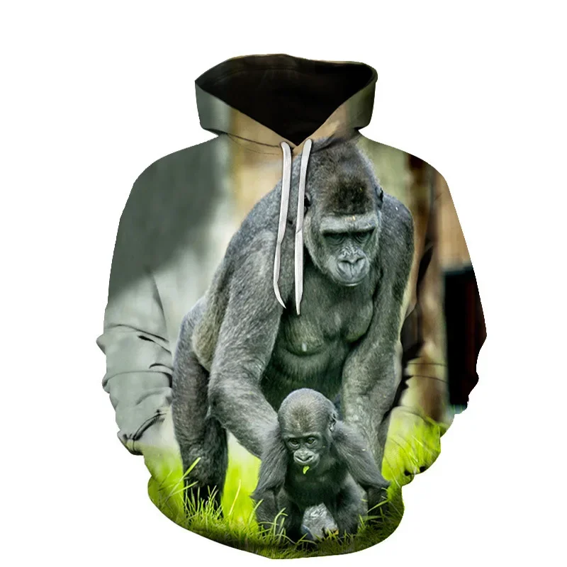 Unisex 3D Fierce Gorilla Series Printed Men's Hooded Pullover Casual Fashion Hip Hop Sports Street Autumn/Winter ClothingSweater