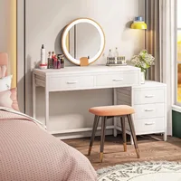 Computer Desk with 5 Drawers, Home Office Desks with Reversible Drawer Cabinet Printer Stand, Industrial PC Desk with Storage 4