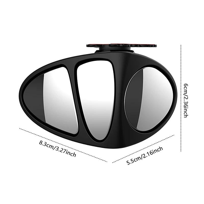 360 Degree Rotatable Three Sided Car Blind Spot Mirror Reversing Blind Spot Parking Mirror Safety Accessories