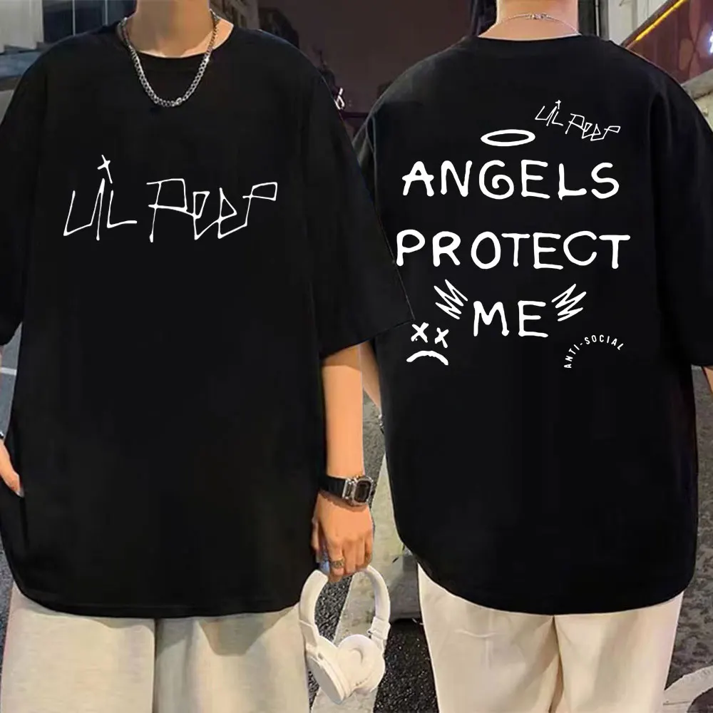 

Rapper Lil Peep Double Sided Print T Shirts Trend Hip Hop Rap Short Sleeve T Shirt Men Women Street Fashion Oversized T-shirts