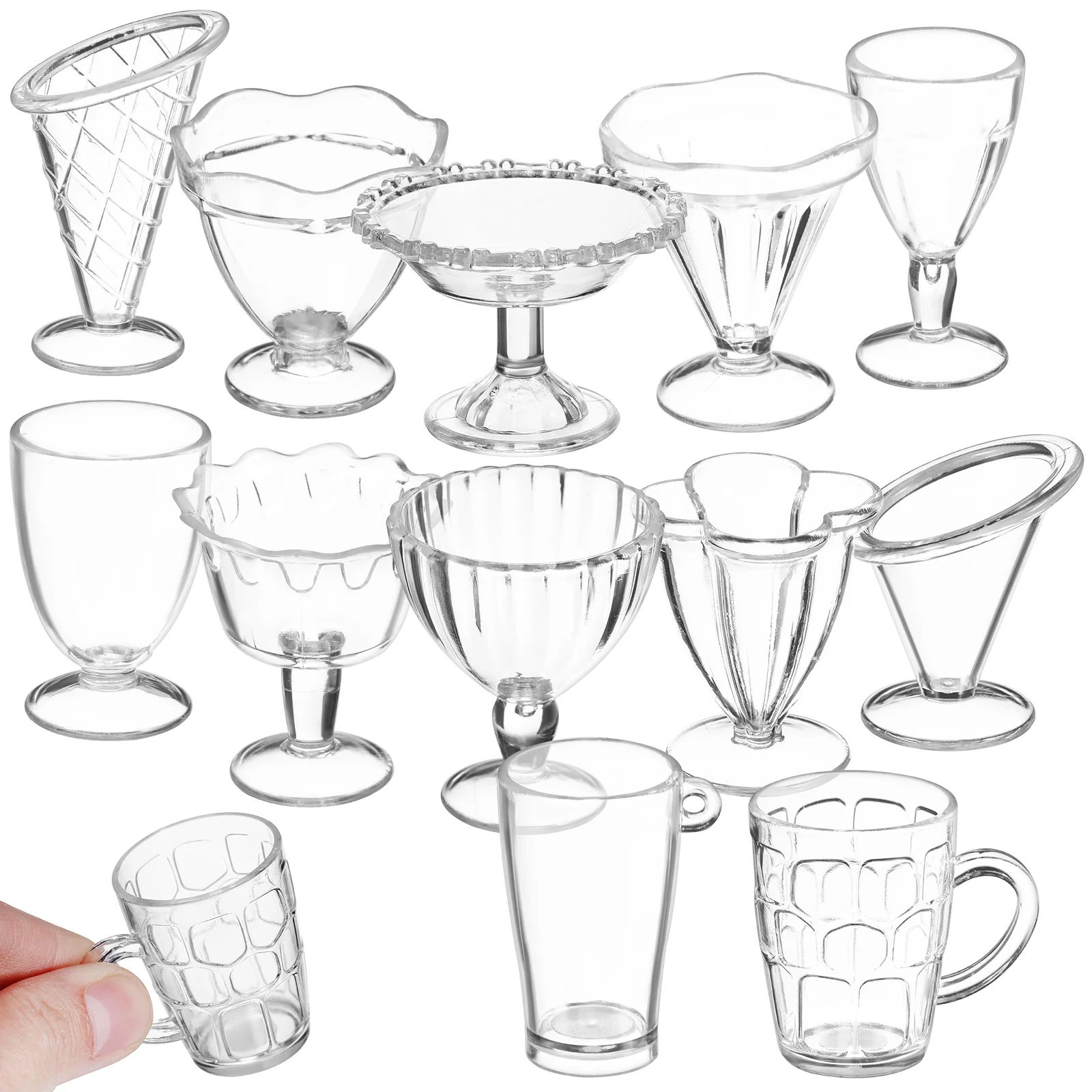 

12 Pcs Cup Mini Food Toy House Miniature Alcohol Bottles Plastic Tableware