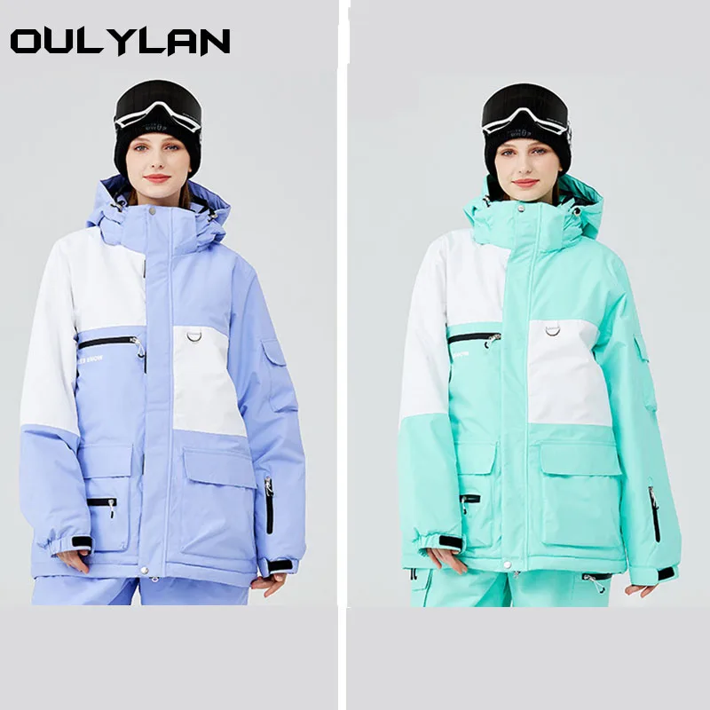 

Лыжный костюм OULYLAN для женщин и мужчин, зимний уличный спортивный утепленный теплый лыжный костюм, комплект из ветрозащитных курток и брюк, толстовка, одежда