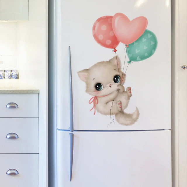 Kedves Macska Szerelmes Ballon Fali Matricák Gyerekek Szoba Hálószoba Aranyos Állatok Óvodai Baba Dekoráció Falfestmény - Image 6