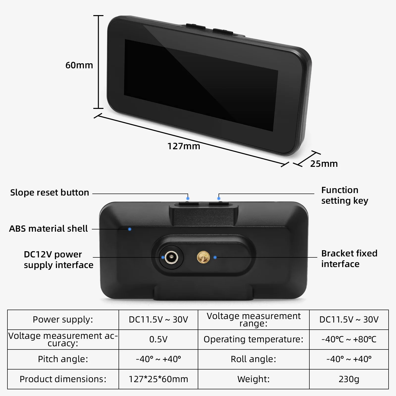 Car Inclinometer GPS Speedometer Off Road Accessories M50 Digital Car Inclinometer Level Tilt Gauge Speedometer MPH Compass