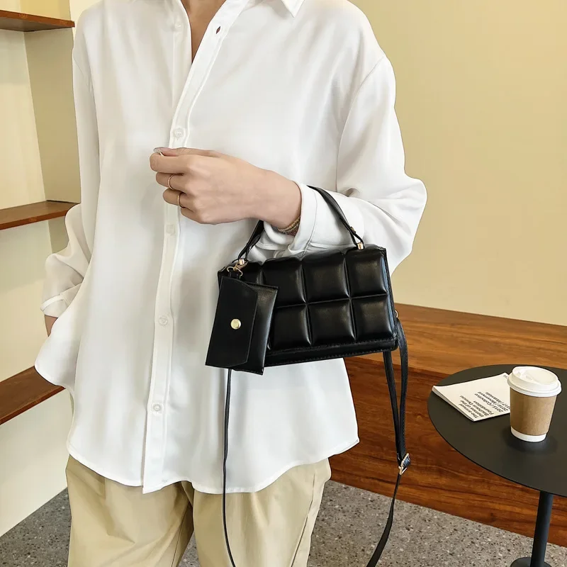 

Buy One Get One Leisure Candy Bag 2023 New Western Impressed Checkered Small Square Bag Simple and Fashionable Handheld One