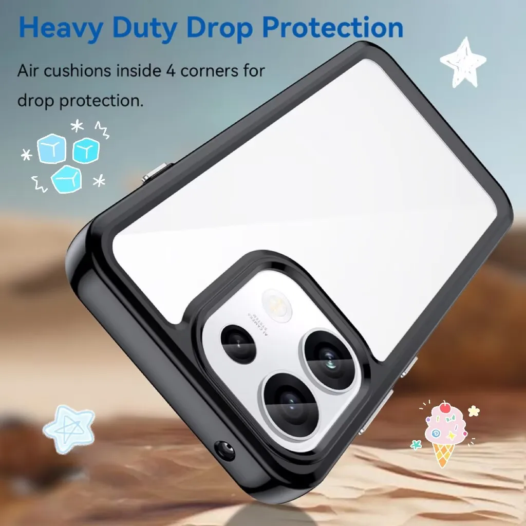Clear Hard PC + Soft TPU Bumper Transparent Protection Phone Cover