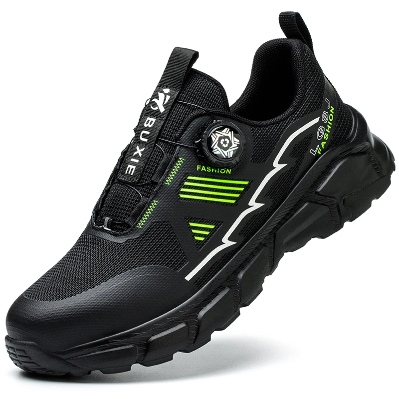 Rotating Button Men Shoes Security Sneakers Steel Toe Shoes Puncture-Proof work Anti-smash Sport Safety Protective