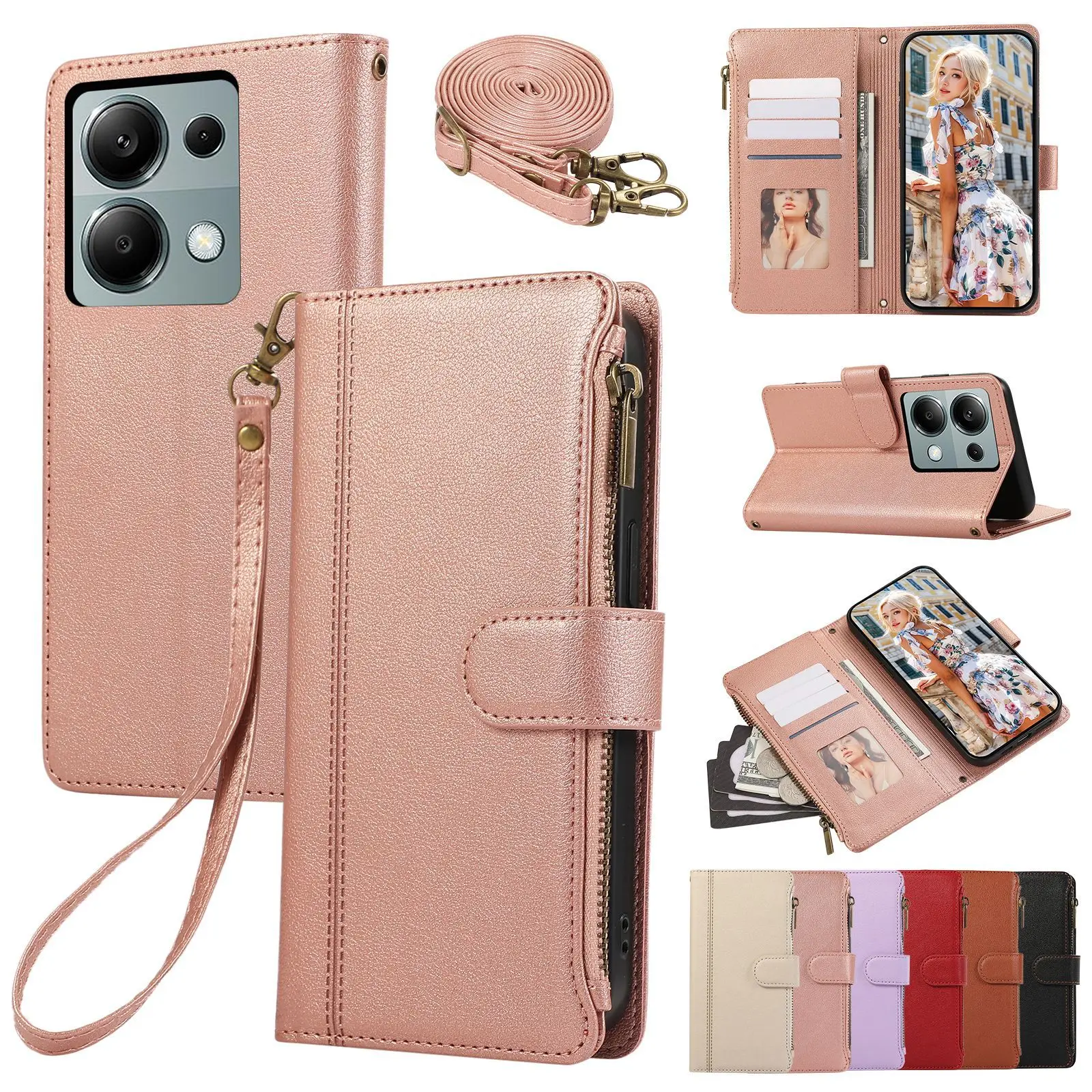 Turbo 5 Max Embossed Zipper Multi-Card Holder Phone Case - Premium Artificial Leather