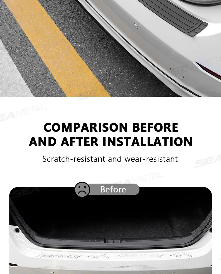 Universal Rear Trunk Guard Plate Sticker Car Rear Bumper Trim Anti-Kicked Scratc