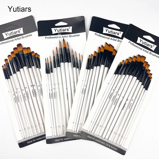12/48 Pcs/set Nylon Hair Wooden Handle Watercolor Paint Brush Pen Set Learning DIY Oil Acrylic Painting Art Paint Brushes Suppli 1