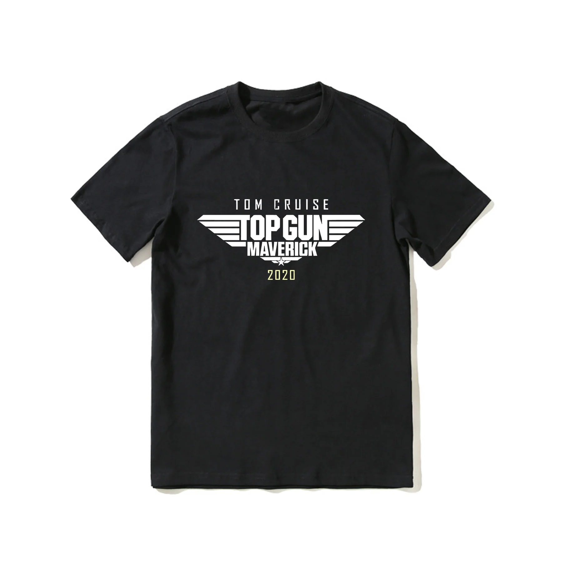 

2023 Hot Sale Summer 100% Cotton Vintage Top Gun Tom Cruise Black T Shirt Men Short Sleeves Cool Tee Hip Hop Streetwear T-shirt