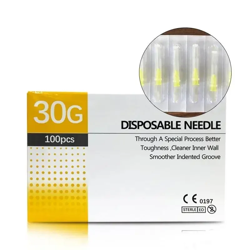 Beauty Injection Needles 100PCS 30G Painless Needle Beauty Ultrafine 4/6/13mm Piercing Transparent Syringe Injection Glue Clear Tip Cap Pharmaceutical
