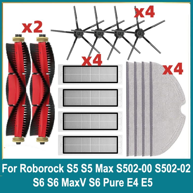 Kit accessori ricambi di ricambio per aspirapolvere Xiaomi Roborock S5 MAX S6 Pure S6 maxV E35 S5 S50 spazzola laterale nera Panni filtranti HEPA