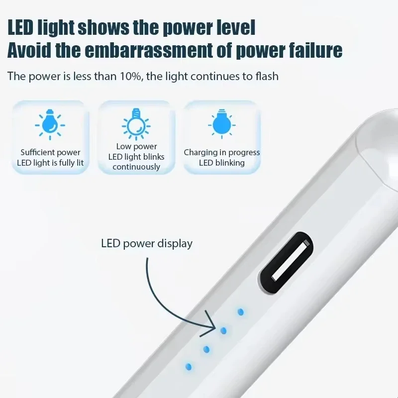 Universal Rechargeable Stylus Pen with Fine Tip and Palm Rejection