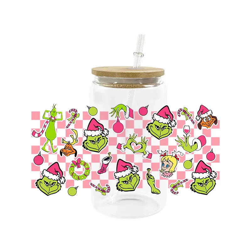 Cup Wraps Miniso Christmas UV DTF 16oz Libbey Wrap Tumbler Stickers Decal Glass Can Selfadhesive Waterproof sticker cups