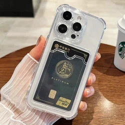 Shockproof Clear Soft Card Holder Wallet Case with Photo Pocket Silicone Cover - iPhone 14 (Transparent)