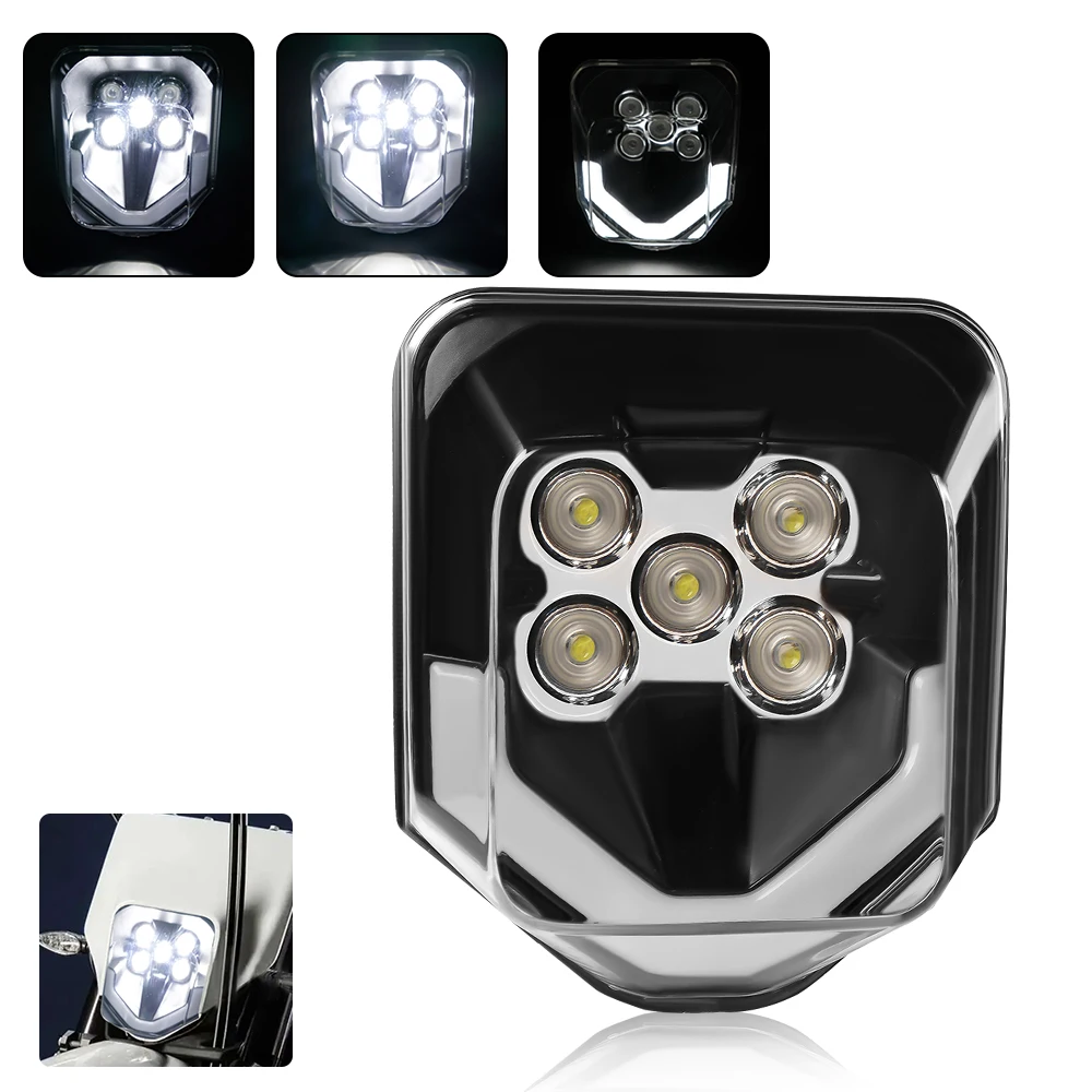 LED Headlight Black Bezel DRL Hi/Lo Beam For Husqvarna 701 Enduro Supermoto - Foto 4