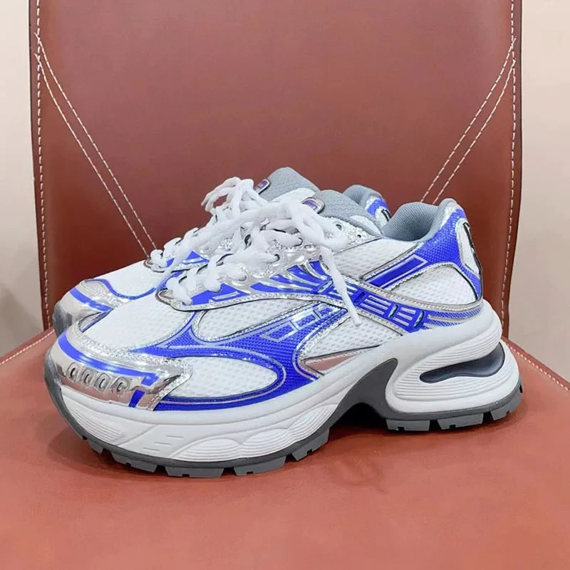 New Casual Sneakers Women Lace-up Round Toe Outdoors Running Shoes Ladies Comfort Patchwork Thick Sole Sports Shoes Woman