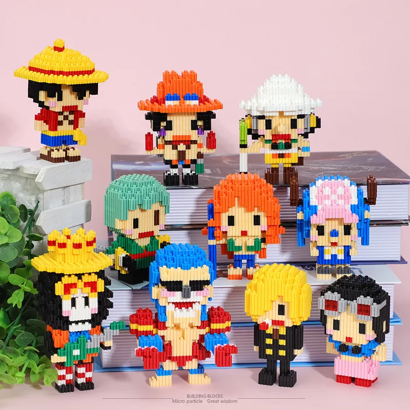 One Piece Connection Building Blocks Luffy Chopper Nami Sanji Zoro Usopp Ace Franky Brook Robi Diamond Brick Figure Toy For Kids 10pcs lot anime op straw hat pirates wanted poster luffy ace jinbe nami chopper robin zoro sanji usopp franky poster sticker toy