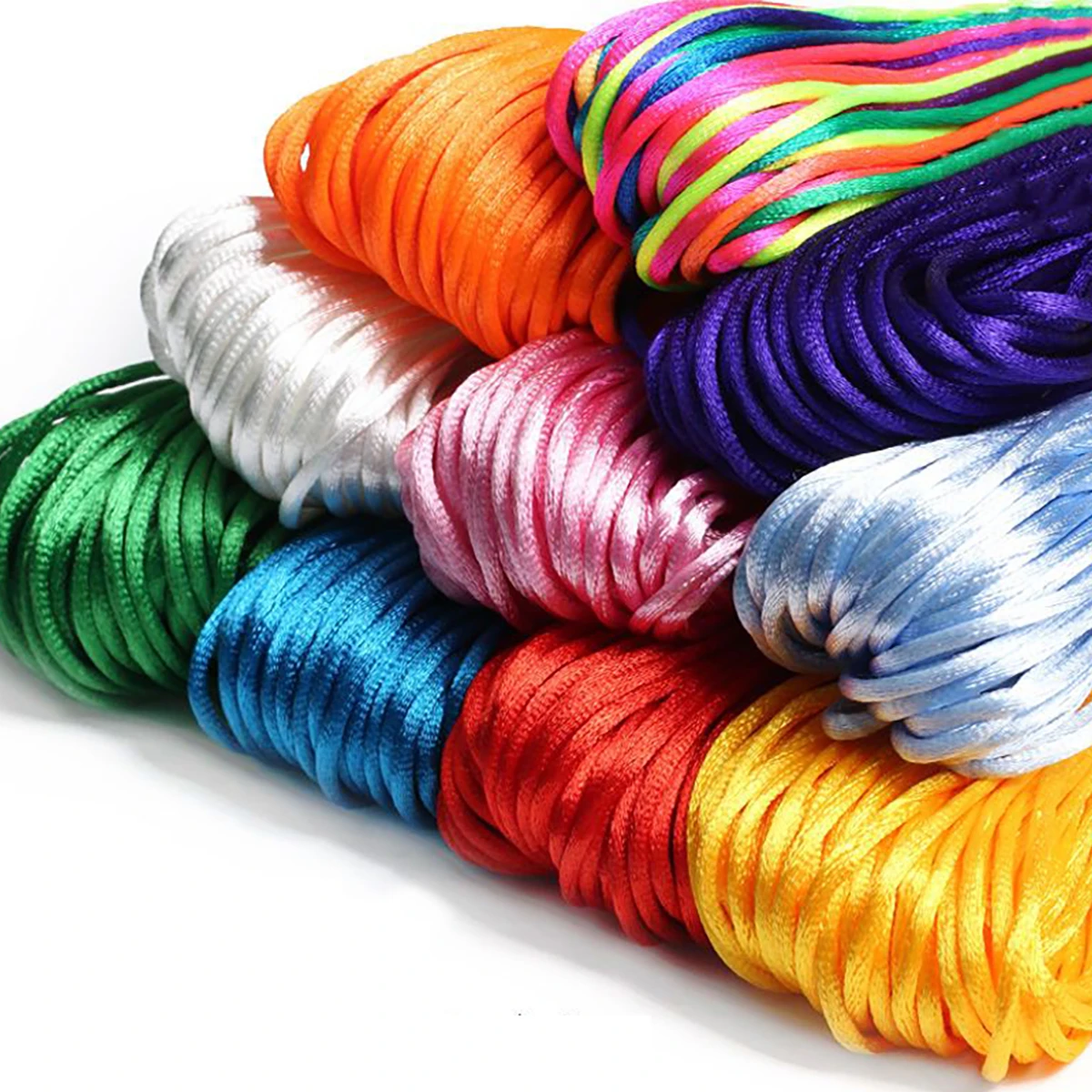 Chinese Knot Thread Rope Nylon Cord Braided Macrame Rattail Satin String 20M/Roll 1.5-2-2.5mm For Jewelry Bracelet Beading Line nylon cord macrame cord nylon rope satin cord