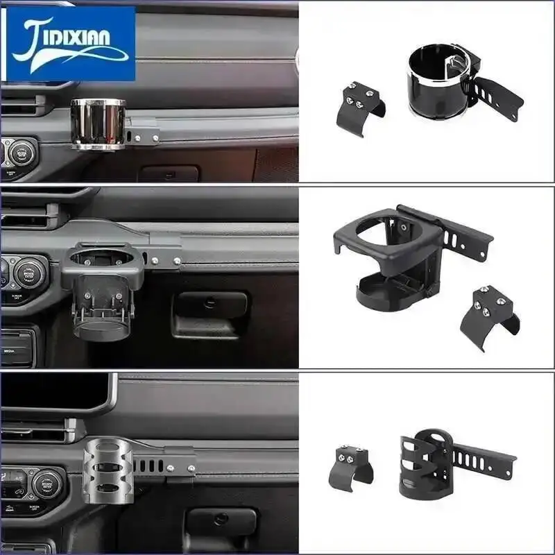JIDIXIAN for Jeep Wrangler JL for Gladiator JT 2024 Up 자동차 부조종사 컵 홀더 핸들 핸드폰 마운트 전화 홀더 스탠드 지원