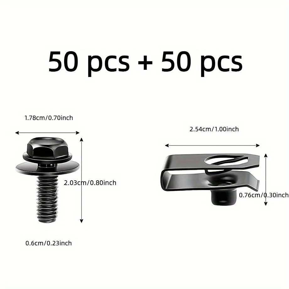 30/50pcs Heavy-Duty Rust-Resistant Metal U-Shaped Clamps for Bumper & Fender Secure Fixing Kit