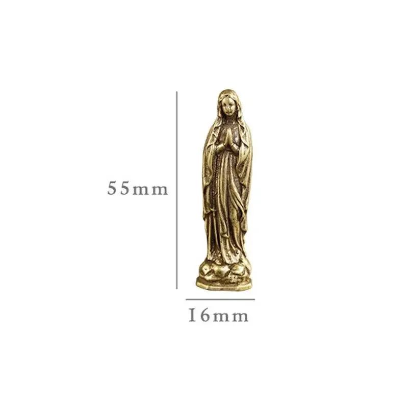 Pure Copper Vintage Blessed Virgin Mary Figurines Key Chains Pendants Brass Holy Mother Religion  living room decoration