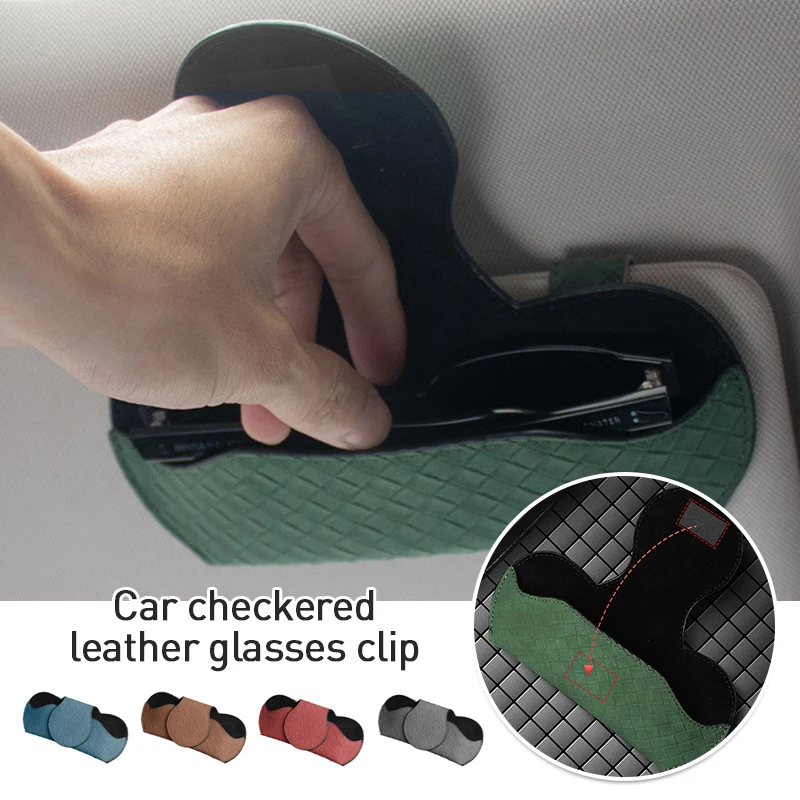 

18x8cm Suede Car Sunglasses Holder Creative Soft Plaid Leather Glasses Case Car Sun Visor Organizer Auto Interior Accessories
