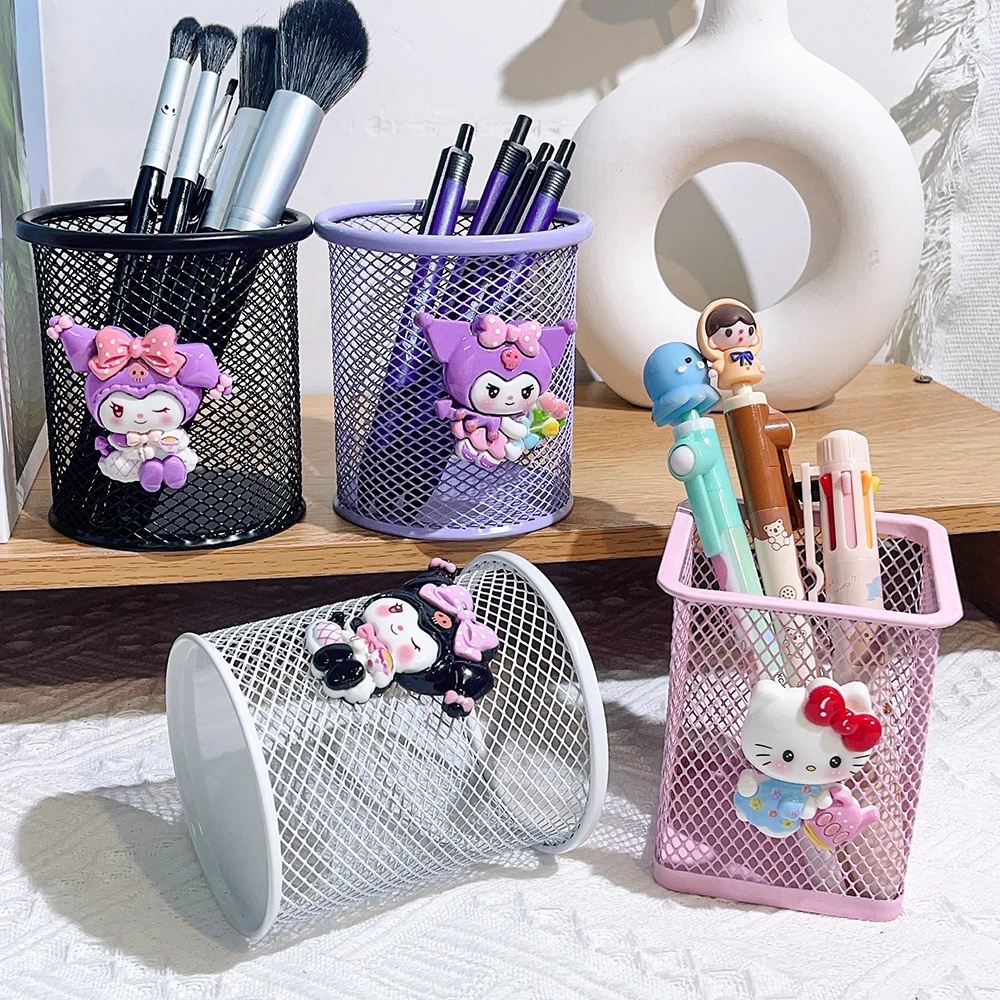 Sanrio HelloKitty Iron Mesh Notebook Cup, a cute desktop stationery pencil case for HelloKitty fans' offices and schools 3
