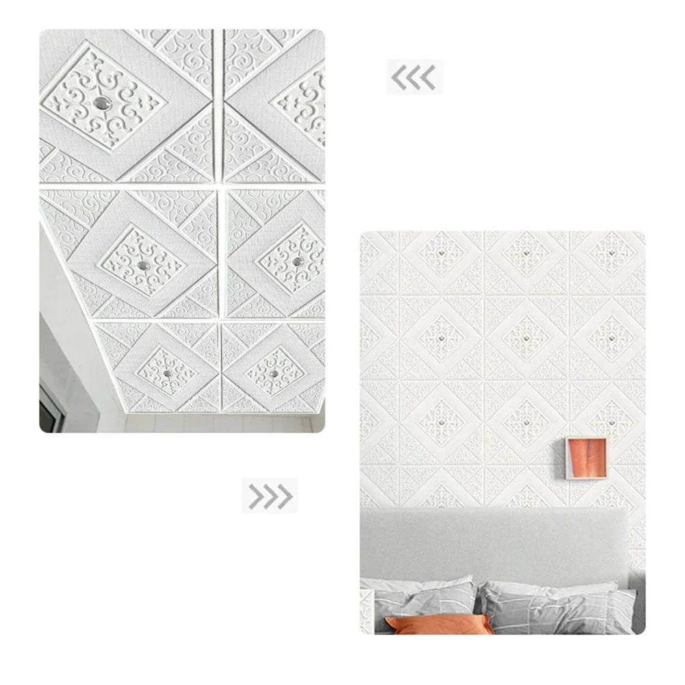 1pc 3D Tile Brick Wall Sticker Self-adhesive Foam Panel Waterproof Stickers Bedroom Ceiling Wall Stickers Home Decoration