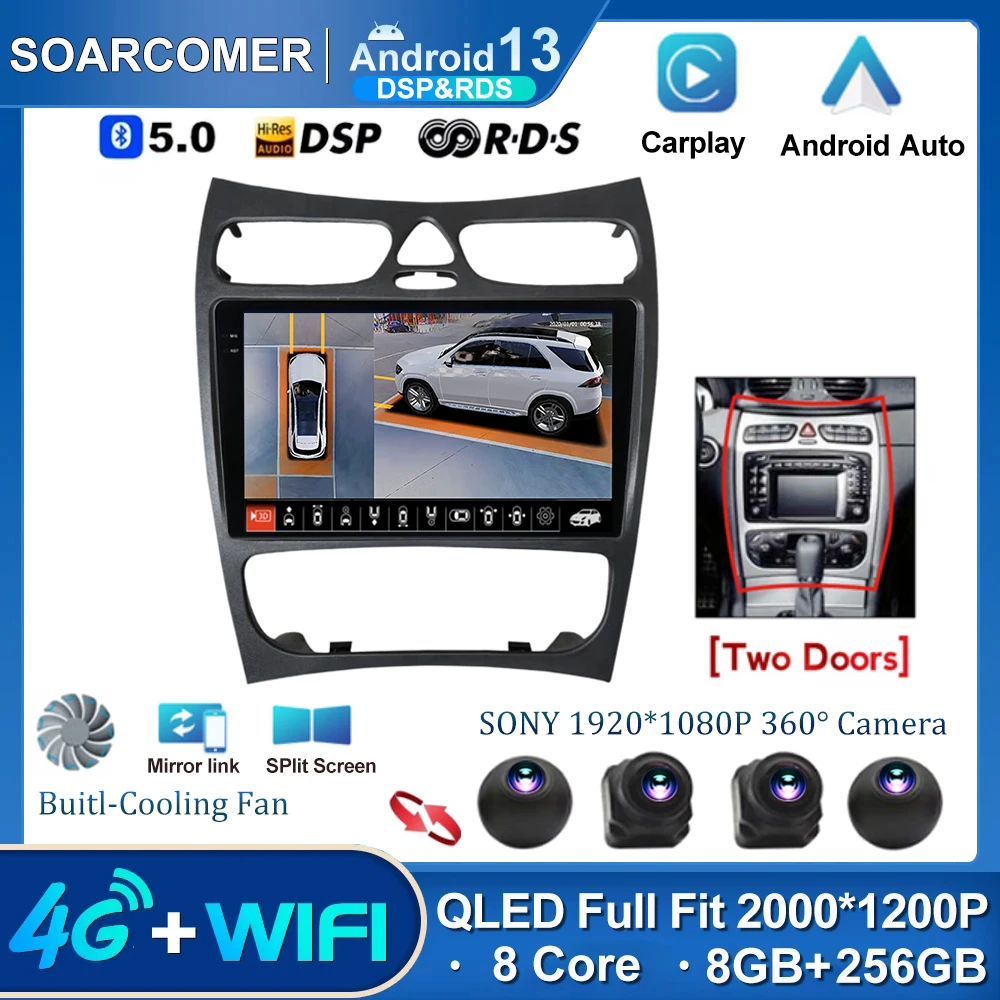 

Автомобильный радиоприемник Android 13 для MERCEDES BENZ C/CLK C209 W209 стерео IPS головное устройство DSP CarPlay навигация GPS Автомобильная электроника радио