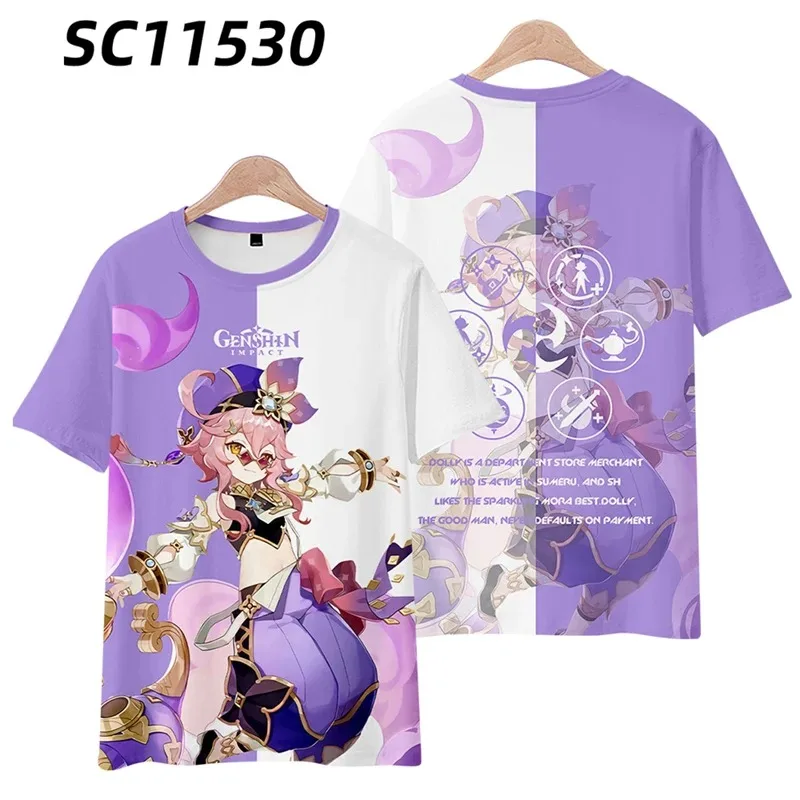 Anime Genshin Impact Dori 3D Print T Shirt Women Men Summer Short Sleeve Funny Tshirt Graphics Tees Streetwear Cosplay Costume