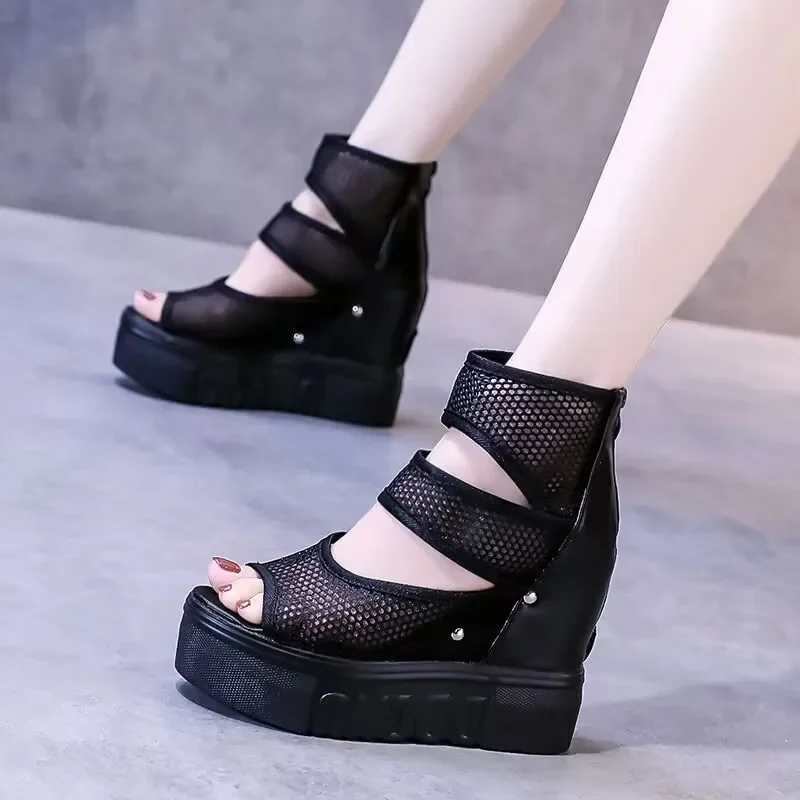 

Summer Fashion Mesh Peep Toe Platform High Heel Women Sandals Sexy Party Dress Women's Wedges Sandals zapatos de verano mujer