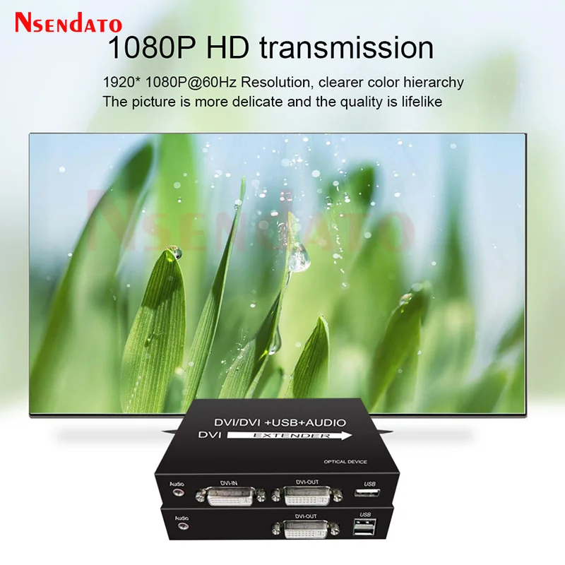 20km DVI Optical USB KVM Extender Over Fiber Optic By SC DVI To USB KVM Optical Monitor Extender Support Keyboard Mouse TV PC