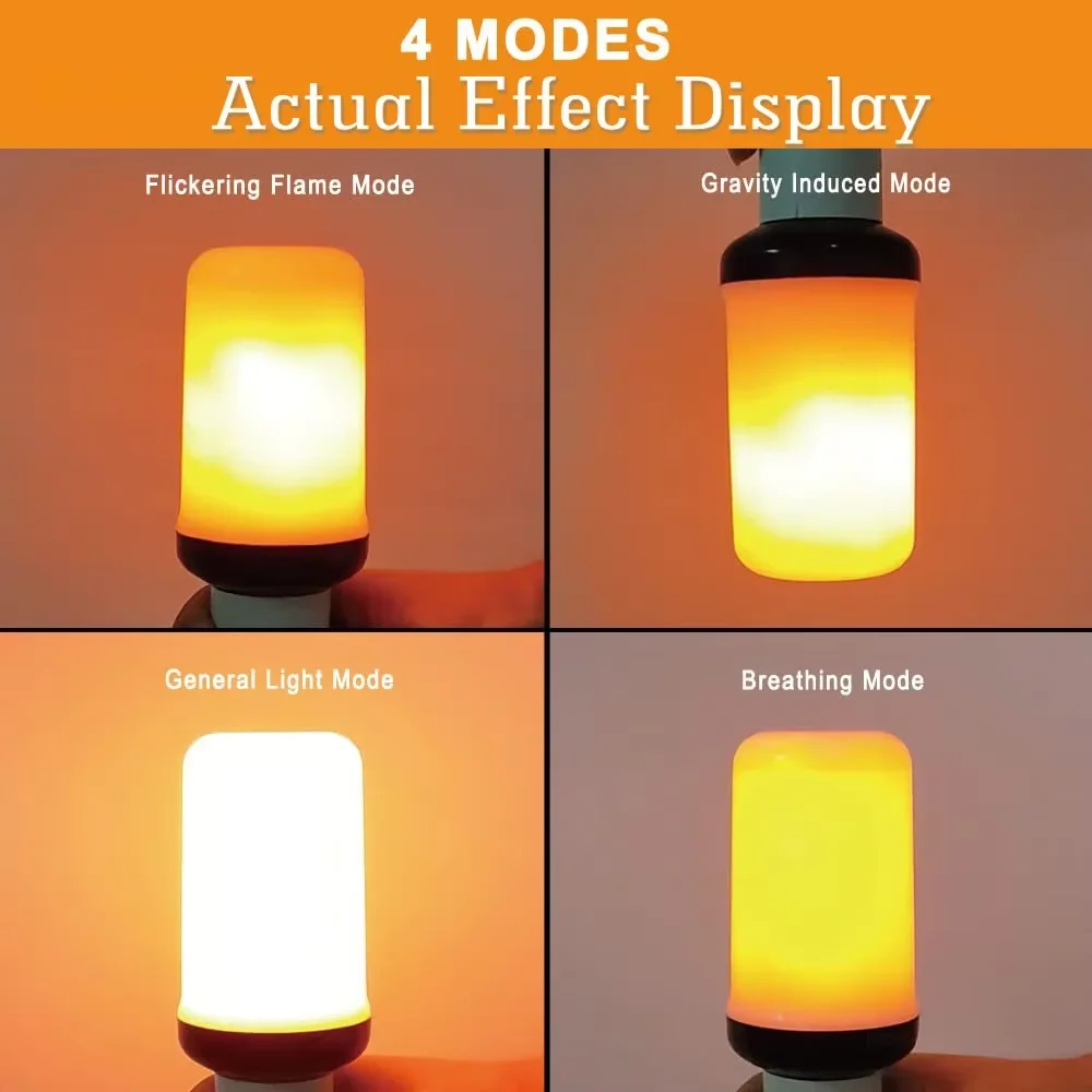 LED Light Bulbs B22/E27 Flame Effect 4 Modes Flickering Fire Simulation For Home Garden Party Bar Festival & Outdoor Decor