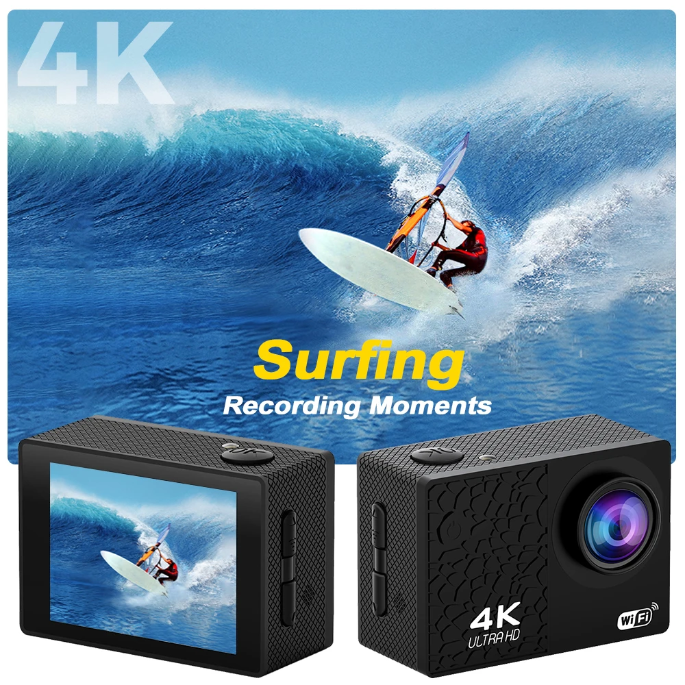 4K/30fps Ultra HD Action Camera WiFi 2.0-inch Waterproof Helmet Video Recording Camera Sports Camera Outdoor Mini Portable Cam 3
