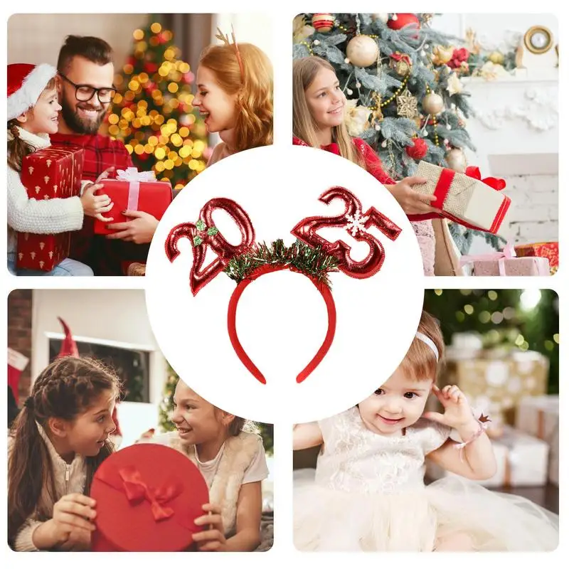 Christmas Headband Xmas Elk Horn Bell Sequin Christmas Hair Band Happy New Year Photo Props Merry Decor Gifts for Kids