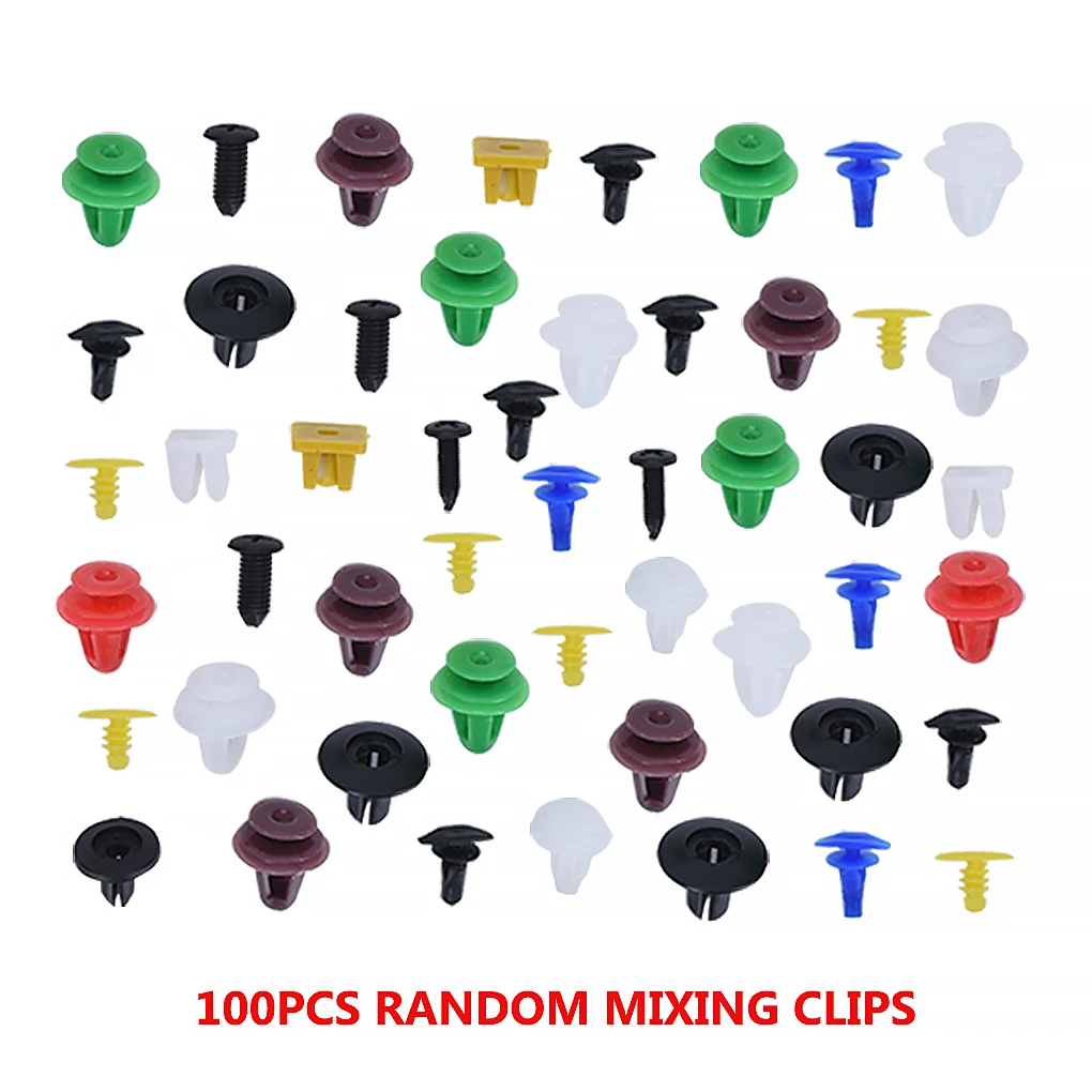 100 Pieces Color Size Random Car Bumper Plastic Clips Vehicle Fastener